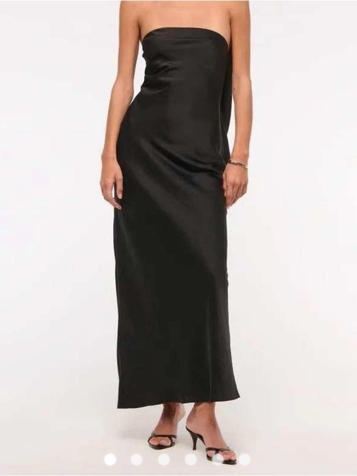 Abercrombie & Fitch Black Strapless Satin Dress